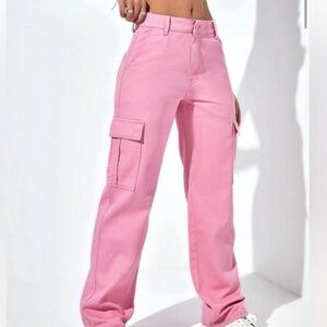 stradivarius pink cargo pants size 4